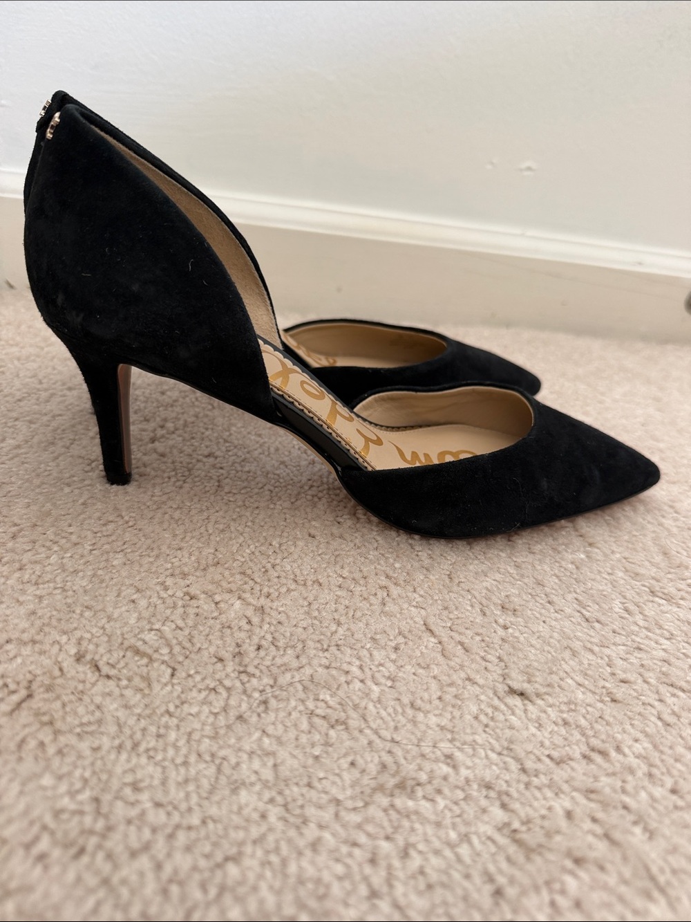Sam Edelman Black Suede Pointed D'Orsay Pump - Picture 2 of 3